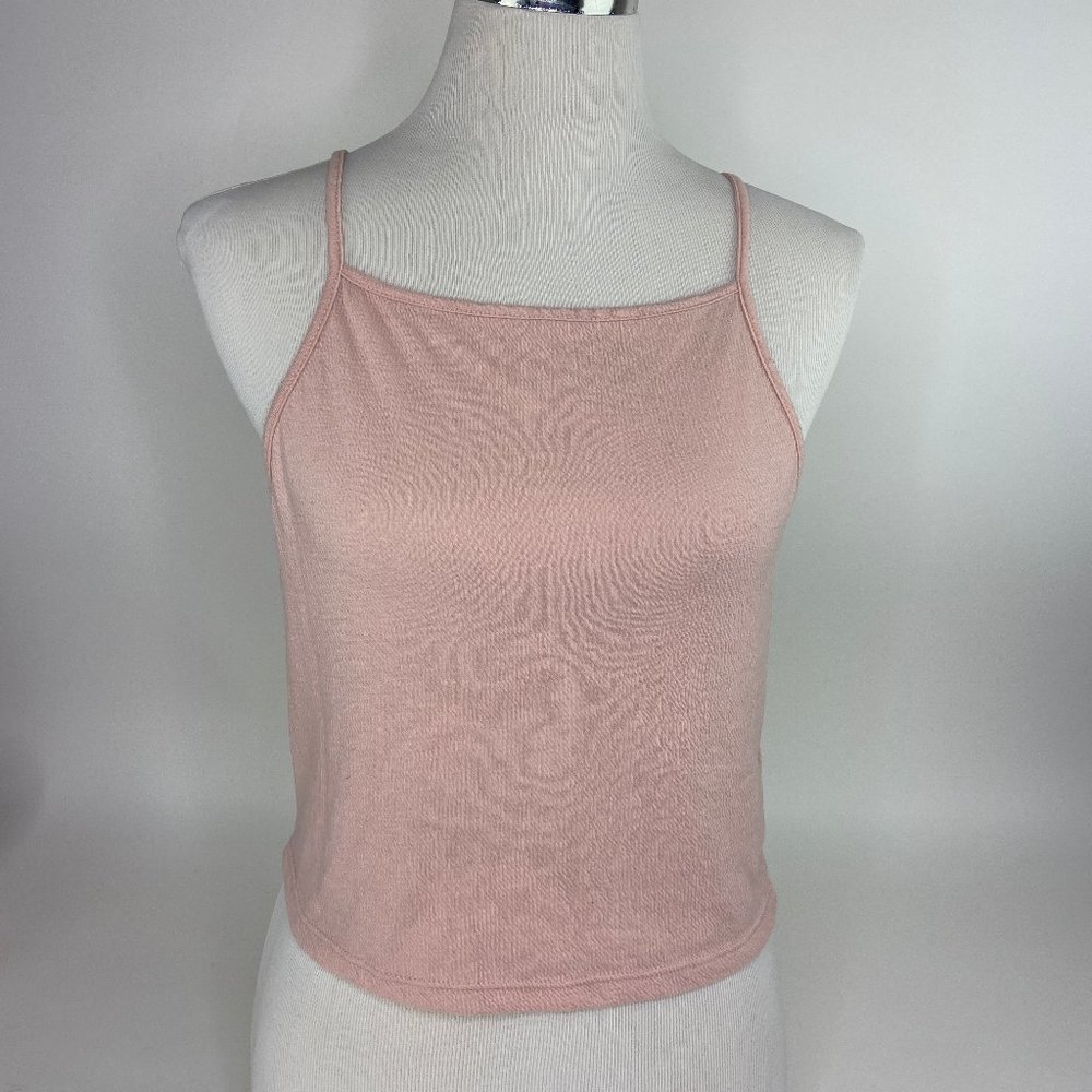 Pink Cropped Racerback Tank Top